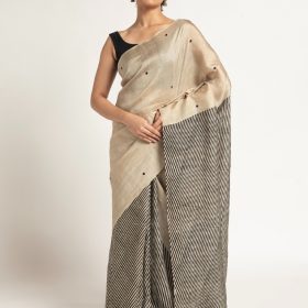 Ivory Printed Silk Saree