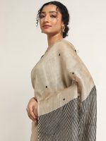 Ivory Printed Silk Saree - Image 3