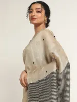 Ivory Printed Silk Saree - Image 3
