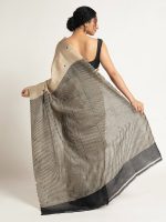 Ivory Printed Silk Saree - Image 5