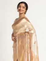 Ivory Banarasi Handloom Tissue Silk Saree with Kadhwa Zari Motifs. - Image 3