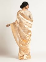 Ivory Banarasi Handloom Tissue Silk Saree with Kadhwa Zari Motifs. - Image 5