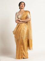 Mustard Handloom Tissue Silk Saree.