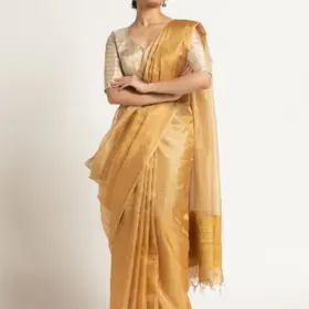 Mustard Handloom Tissue Silk Saree.
