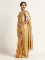 Mustard Handloom Tissue Silk Saree. - Image 3