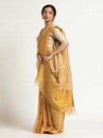 Mustard Handloom Tissue Silk Saree. - Image 4