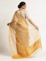 Mustard Handloom Tissue Silk Saree. - Image 5