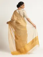 Mustard Handloom Tissue Silk Saree. - Image 5