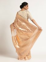 Ivory Banarasi Handloom Tissue Silk Saree with Jamdani Weaves. - Image 5