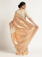 Ivory Banarasi Handloom Tissue Silk Saree with Jamdani Weaves. - Image 5