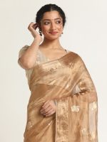 Beige Banarasi Handloom Tissue Silk Saree. - Image 2