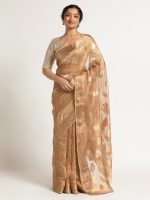 Beige Banarasi Handloom Tissue Silk Saree. - Image 3