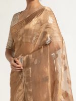 Beige Banarasi Handloom Tissue Silk Saree. - Image 4