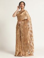 Beige Banarasi Handloom Tissue Silk Saree.