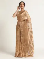 Beige Banarasi Handloom Tissue Silk Saree.