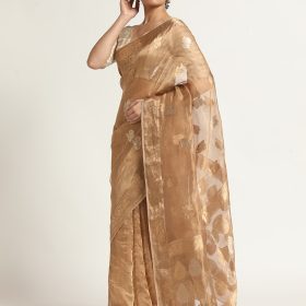 Beige Banarasi Handloom Tissue Silk Saree.