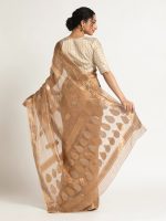 Beige Banarasi Handloom Tissue Silk Saree. - Image 5