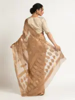 Beige Banarasi Handloom Tissue Silk Saree. - Image 5