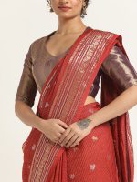 Red Banarasi Georgette Silk Saree. - Image 4