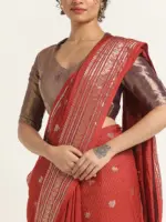 Red Banarasi Georgette Silk Saree. - Image 4