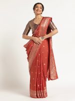 Red Banarasi Georgette Silk Saree.