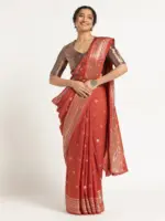 Red Banarasi Georgette Silk Saree.