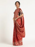 Red Banarasi Georgette Silk Saree. - Image 3