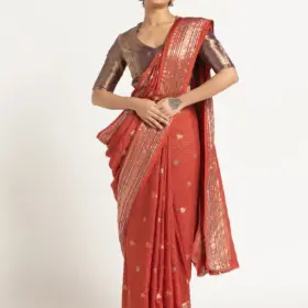Red Banarasi Georgette Silk Saree.