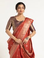 Red Banarasi Georgette Silk Saree. - Image 2