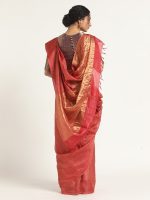 Red Handloom Tussar Silk Saree.