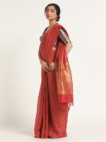 Red Handloom Tussar Silk Saree. - Image 5