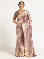 Purple Banarasi Handloom Tissue Silk Saree.