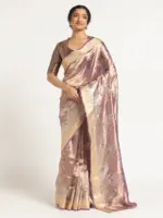 Purple Banarasi Handloom Tissue Silk Saree.