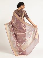 Purple Banarasi Handloom Tissue Silk Saree. - Image 4
