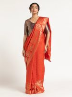 Orange Banarasi Georgette Silk Saree