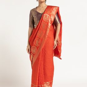 Orange Banarasi Georgette Silk Saree
