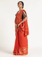 Orange Banarasi Georgette Silk Saree - Image 4