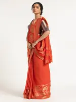 Orange Banarasi Georgette Silk Saree - Image 4