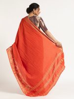 Orange Banarasi Georgette Silk Saree - Image 5