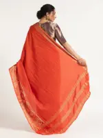 Orange Banarasi Georgette Silk Saree - Image 5