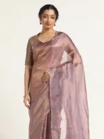 Lavender Tissue Silk Saree - Image 3