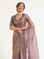 Lavender Tissue Silk Saree - Image 4