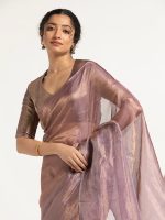 Lavender Tissue Silk Saree - Image 5