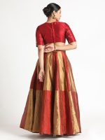 Maroon Embroidered Chanderi Silk Lehenga (Set of 3) - Image 5