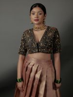 Black Embroidered Raw Silk Blouse