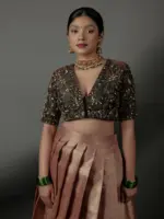 Black Embroidered Raw Silk Blouse