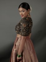 Black Embroidered Raw Silk Blouse - Image 2