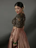 Black Embroidered Raw Silk Blouse - Image 2