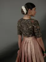 Black Embroidered Raw Silk Blouse - Image 5