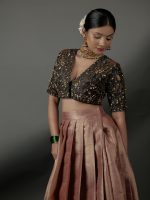 Black Embroidered Raw Silk Blouse - Image 3